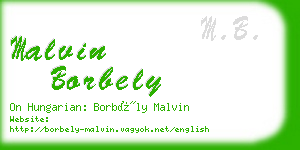 malvin borbely business card